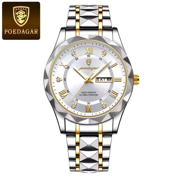 POEDAGAR 615 Premium (সিঙ্গেল লক) Men’s Watch-Silver